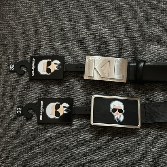 Karl Lagerfeld 2 belt bundle in size 32 waist black color - Picture 2 of 5